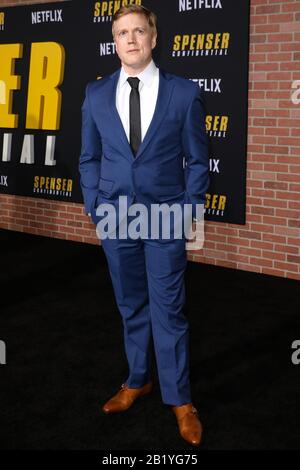 Westwood, United States. 27th Feb, 2020. WESTWOOD, LOS ANGELES, CALIFORNIA, USA - FEBRUARY 27: Dustin Walker arrives at the Los Angeles Premiere Of Netflix's 'Spenser Confidential' held at the Regency Village Theatre on February 27, 2020 in Westwood, Los Angeles, California, United States. ( Credit: Image Press Agency/Alamy Live News Stock Photo