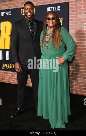 Westwood, United States. 27th Feb, 2020. WESTWOOD, LOS ANGELES, CALIFORNIA, USA - FEBRUARY 27: Actor Winston Duke arrives at the Los Angeles Premiere Of Netflix's 'Spenser Confidential' held at the Regency Village Theatre on February 27, 2020 in Westwood, Los Angeles, California, United States. ( Credit: Image Press Agency/Alamy Live News Stock Photo