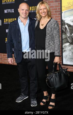 Westwood, United States. 27th Feb, 2020. WESTWOOD, LOS ANGELES, CALIFORNIA, USA - FEBRUARY 27: Sam O'Keefe arrives at the Los Angeles Premiere Of Netflix's 'Spenser Confidential' held at the Regency Village Theatre on February 27, 2020 in Westwood, Los Angeles, California, United States. ( Credit: Image Press Agency/Alamy Live News Stock Photo