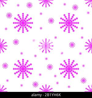 Seamless pattern from pink snowflakes on a white background Stock Vector