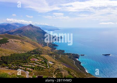 Italy, Basilicata, Maratea, the coastline viewed from Monte San Biagio Stock Photo