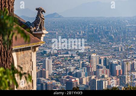 Cityscape of Santiago de Chile from Santa Lucia hill Stock Photo