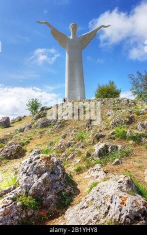 Italy, Basilicata, Maratea, Jesus Christ Redentore Statue on San Biagio Mount Stock Photo