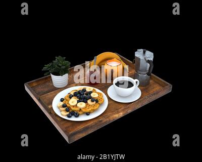 3d render of coffee and deserts concept Stock Photo