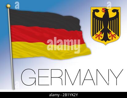 Germany official national flag and coat of arms, European Union, vector illustration Stock Vector