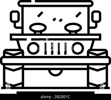Jeep line icon, concept sign, outline vector illustration, linear symbol. Stock Vector