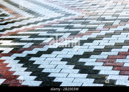Zigzag pavement in Christchurch, New Zealand Stock Photo