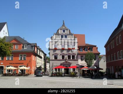 Weimar, Germany 07-25-2019 historical buildings and street scene in the center of the town Stock Photo