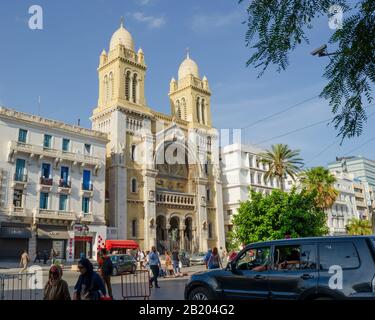 Tunisia, Tunis. September 17, 2016. Cathedrale Saint Vincent de Paul,temple in the center of the capital Stock Photo