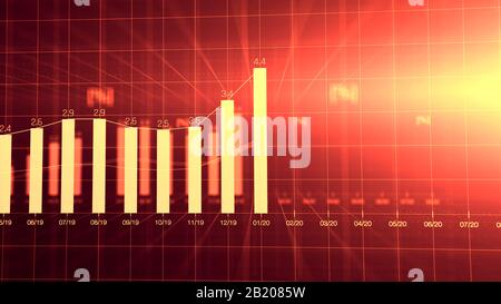 Financial graph showing statistics, prices falling, stock market crash, crisis, inflation rate. Electronic chart with fluctuations abstract concept. Stock Photo