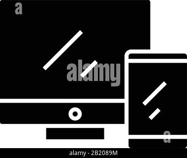 Devices black icon, concept illustration, vector flat symbol, glyph sign. Stock Vector