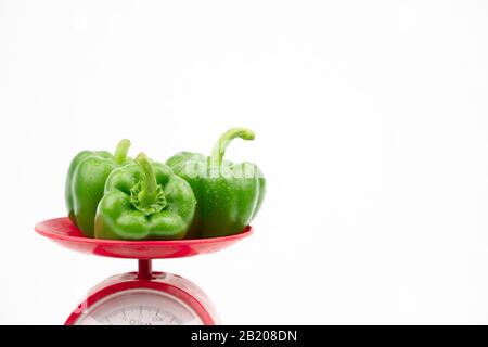 Green Peppers on  on white background. Stock Photo