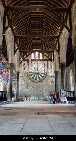 WINCHESTER, UK - July 27, 2012. King Arthurs Round Table and the Great Hall in Winchester, Hampshire, England Stock Photo