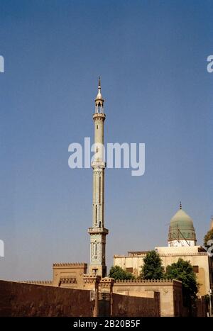 Travel Photography - Mosque minaret in the City of the Dead in Cairo in Egypt in North Africa Middle East Stock Photo