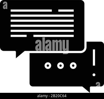 Emotional answer black icon, concept illustration, vector flat symbol, glyph sign. Stock Vector