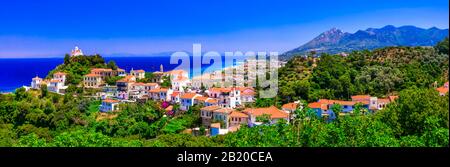 Traditional old cathedral in Karlovasi village,Samos island,Greece Stock Photo