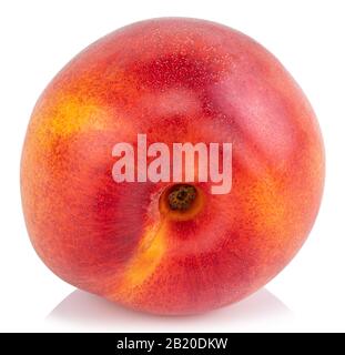 Nectarine fruit isolated on white background. Clipping Path Stock Photo