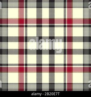Pixel background vector design. Modern seamless pattern plaid. Square texture fabric. Tartan scottish textile. Beauty color madras ornament. Stock Vector