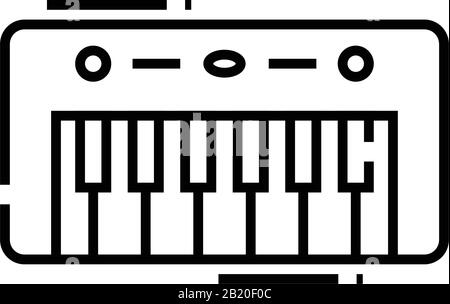 Musical keyboard line icon, concept sign, outline vector illustration, linear symbol. Stock Vector