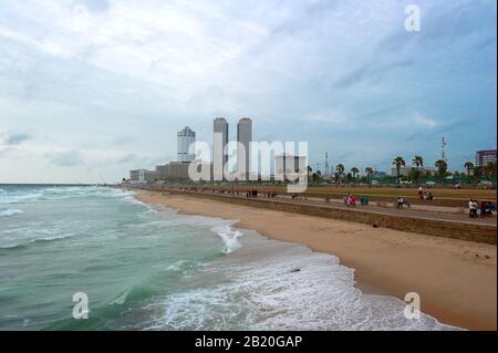 Colombo, Sri Lanka - July 2011: Galle Face is the ocean side urban park, which extends for 500 m along the coast, in the heart of the city Stock Photo