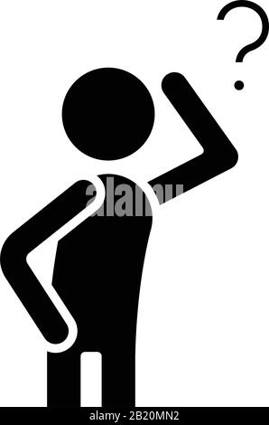 Difficult question black icon, concept illustration, vector flat symbol, glyph sign. Stock Vector