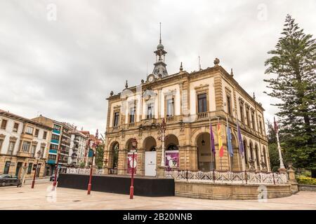Villaviciosa, Spain. The Casa Consistorial (Town Hall) in the Plaza del Ayuntamiento square Stock Photo
