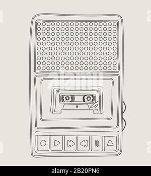 Vintage tape recorder vector sketch Stock Vector Image & Art - Alamy
