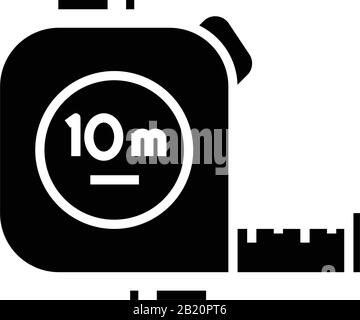 Dimension tools black icon, concept illustration, vector flat symbol, glyph sign. Stock Vector