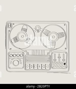 Hand-drawn Vintage Reel To Tape Recorder. Sketch Music. Vector Illustration  Stock Vector - Illustration of musician, button: 76577972