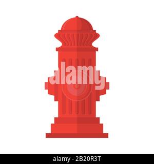 Red Fire Hydrant Icon Isolated on White Background. Flat Style Logo for Fire Fighting Stock Vector
