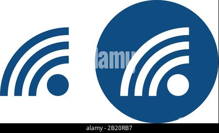 Wifi signal icon. Option in a circle and without it. Vector blue icons. Stock Vector