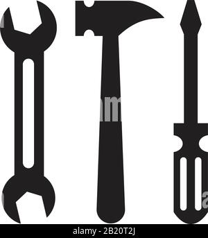 Wrench and screwdriver flat Icon template black color editable. Wrench and screwdriver flat Icon symbol Flat vector illustration for graphic and web d Stock Vector