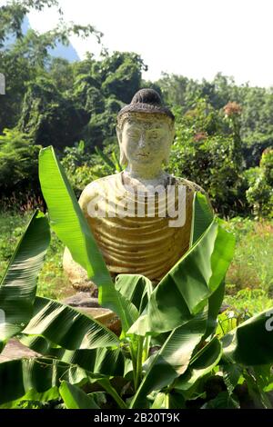 Buddha statues, Lumbini Gardens, Hpa-an, Myanmar Stock Photo