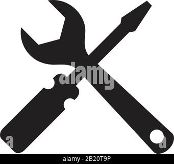 Wrench and screwdriver flat Icon template black color editable. Wrench and screwdriver flat Icon symbol Flat vector illustration for graphic and web d Stock Vector