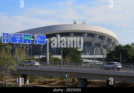 Stadtautobahn, Peace and Friendship Stadium, Athen, Griechenland Stock Photo