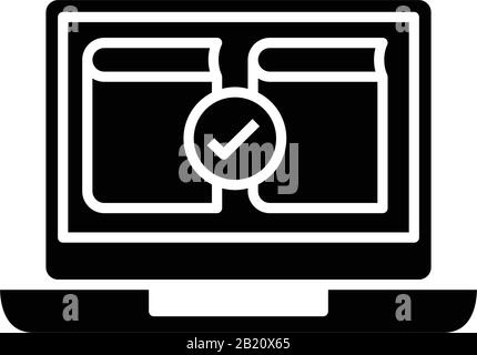 Electronic textbook black icon, concept illustration, vector flat symbol, glyph sign. Stock Vector