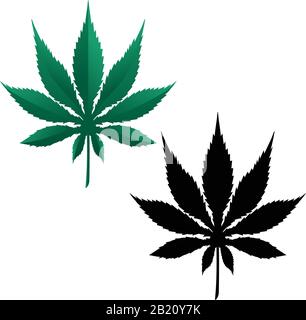 Marijuana Pot Leaf Isolated Vector Illustration In Color and Black Stock Vector