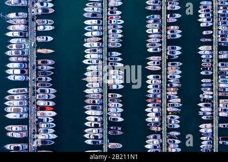 Aerial view, luxury marina Puerto Portals, Portals Nous, Palma de Majorca region, Majorca, Balearic Islands, Spain Stock Photo