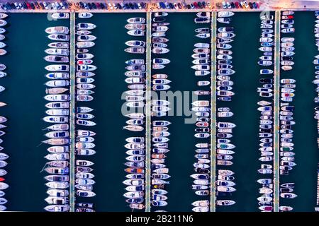 Aerial view, luxury marina Puerto Portals, Portals Nous, Palma de Majorca region, Majorca, Balearic Islands, Spain Stock Photo