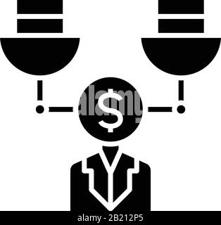 Difficult decision black icon, concept illustration, vector flat symbol, glyph sign. Stock Vector