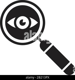 Magnifier with eye glass outline Icon template black color editable. Magnifier with eye glass outline Icon symbol Flat vector illustration for graphic Stock Vector