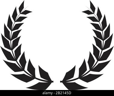 Greek wreaths and heraldic round element with black circular silhouette. set of laurel, fig and olive, victory award icons with leaves and frames illu Stock Vector