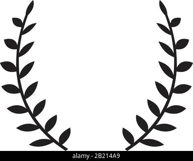 Greek wreaths and heraldic round element with black circular silhouette. set of laurel, fig and olive, victory award icons with leaves and frames illu Stock Vector