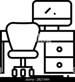 Office space line icon, concept sign, outline vector illustration, linear symbol. Stock Vector