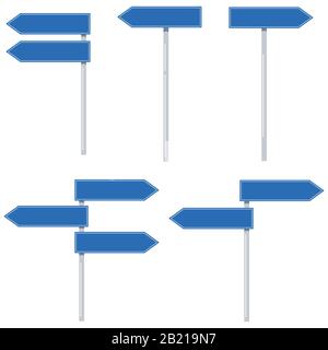 Road arrow shape signs vector set isolated on white background. Stock Vector