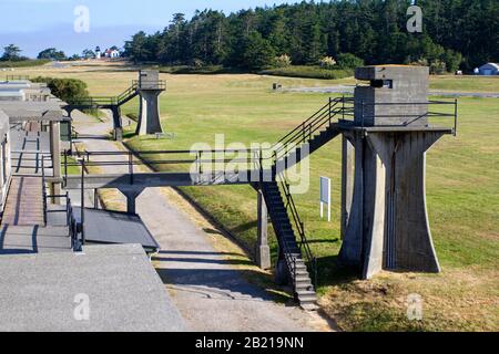 Fortifications at Fort Casey, Whidbey Island, Washington, strategically placed to defend the entrance to Puget Sound at the turn of the 20th century Stock Photo