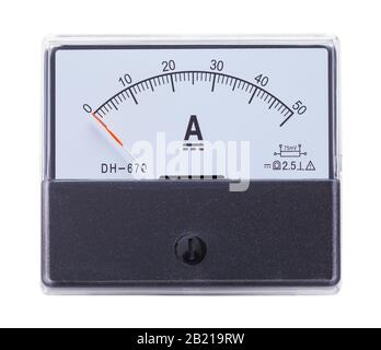 Rectangle Ammeter Dial Isolated on White Background. Stock Photo