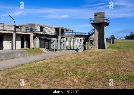 Fortifications at Fort Casey, Whidbey Island, Washington, strategically placed to defend the entrance to Puget Sound at the turn of the 20th century Stock Photo