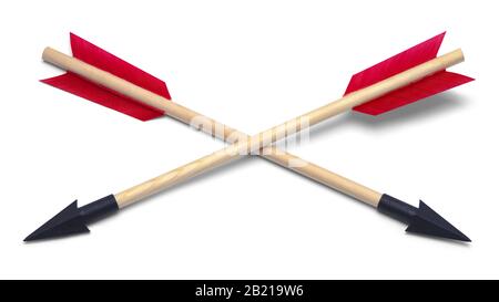 Pair of Arrows Crossed Isolated on White Background. Stock Photo