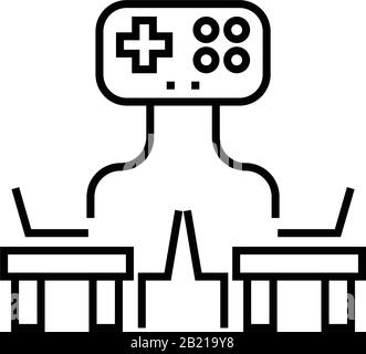 Negotiating room line icon, concept sign, outline vector illustration, linear symbol. Stock Vector